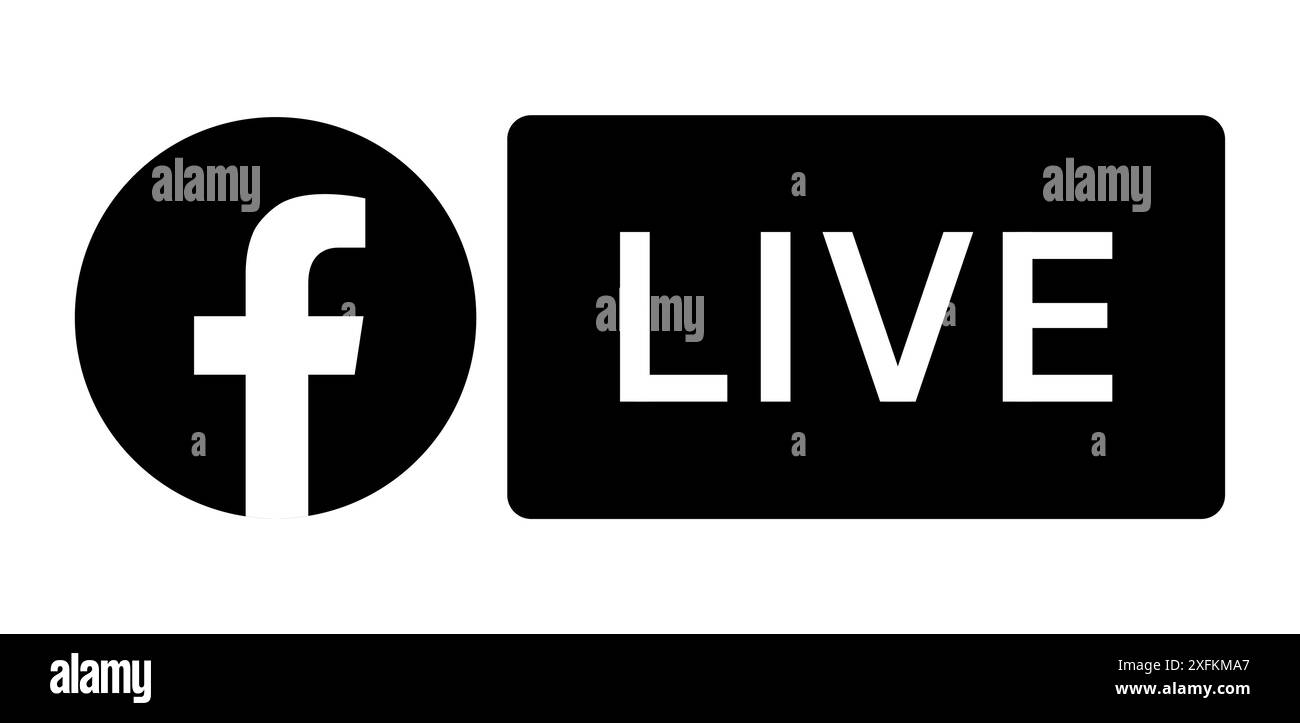 Kiev, Ukraine - 11 mars 2021 : logo Facebook Live noir, illustration vectorielle. Facebook est un service de réseautage social populaire Illustration de Vecteur