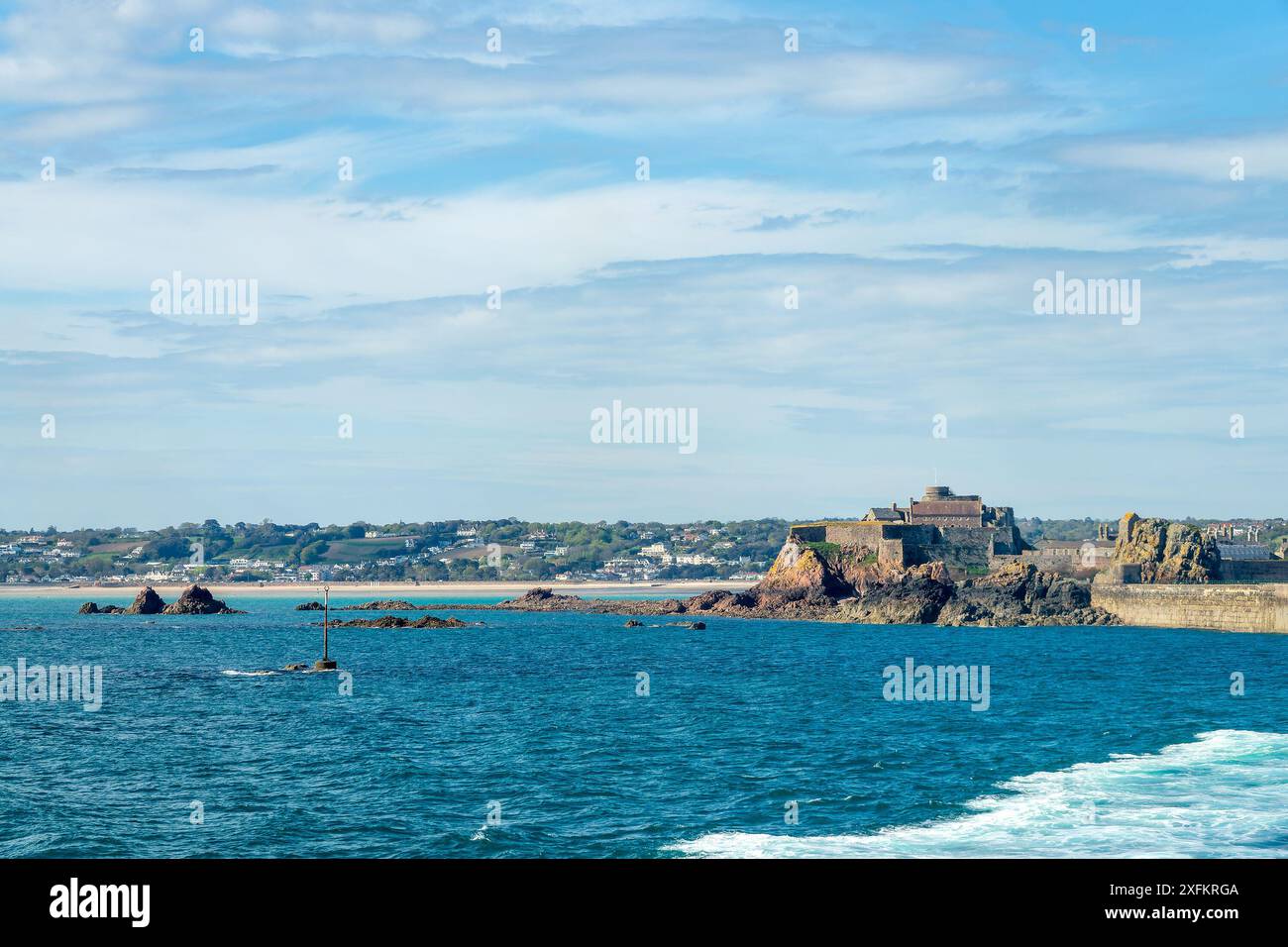 Vue du château Elizabeth à St Helier, Jersey, îles Anglo-Normandes Banque D'Images