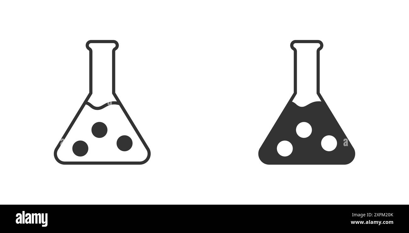 Icône de flacon de chimie pour la chimie, le laboratoire, la science. Illustration vectorielle plate Illustration de Vecteur