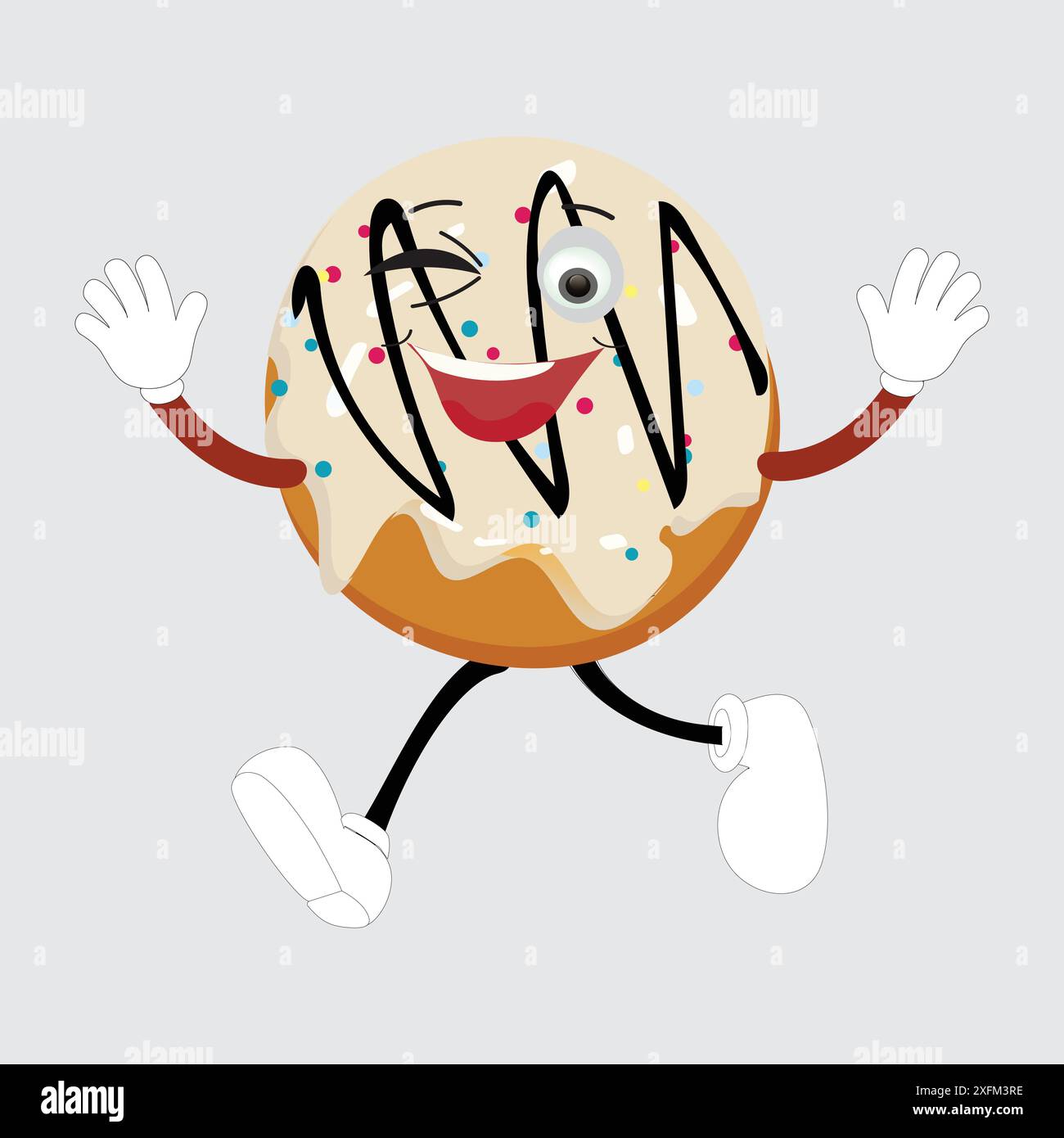 Mascotte Donut, illustration vectorielle rétro style dessin animé vintage, mascotte Donut, illustration vectorielle rétro style dessin animé vintage Illustration de Vecteur