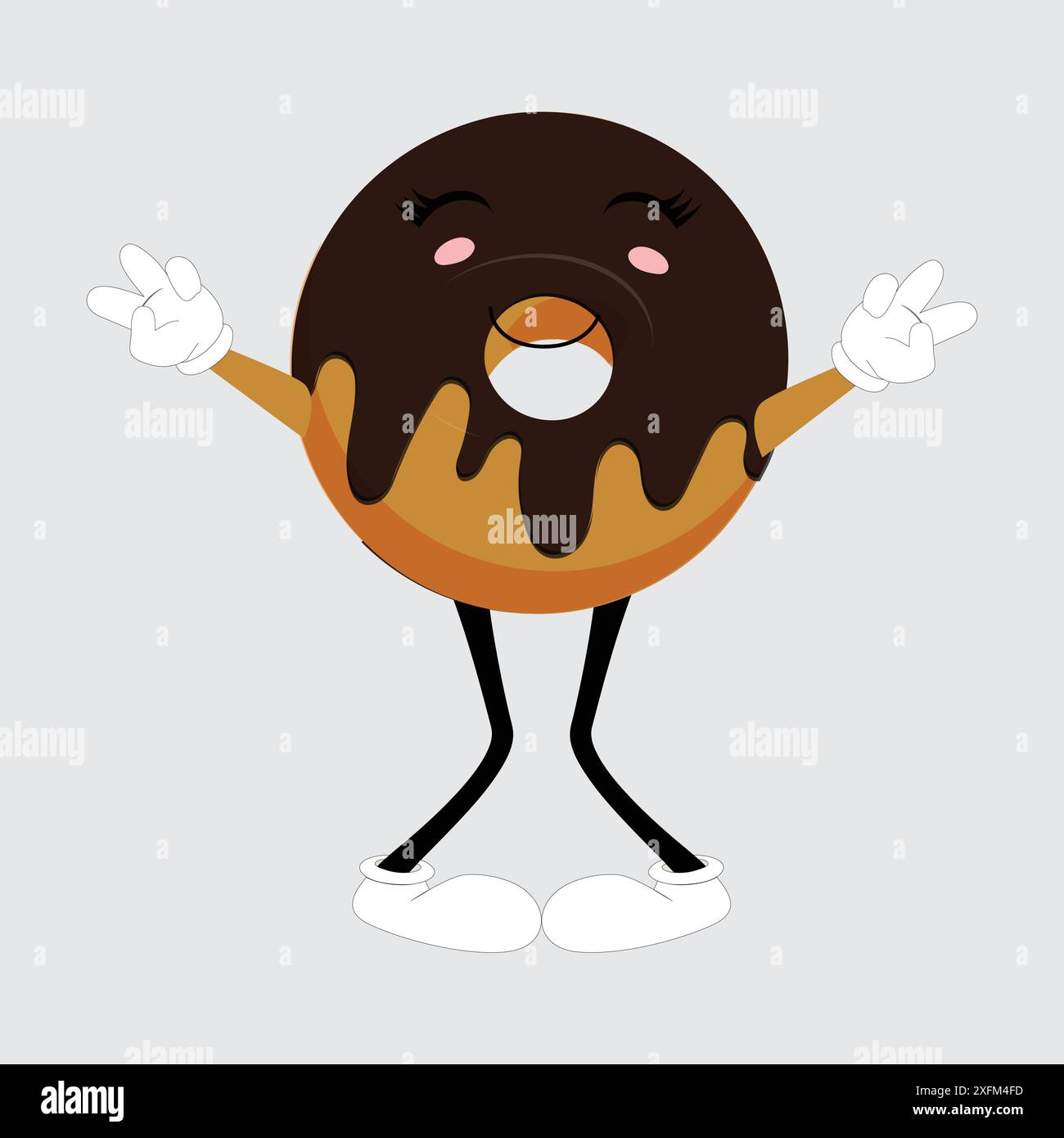 Mascotte Donut, illustration vectorielle rétro style dessin animé vintage, mascotte Donut, illustration vectorielle rétro style dessin animé vintage Illustration de Vecteur