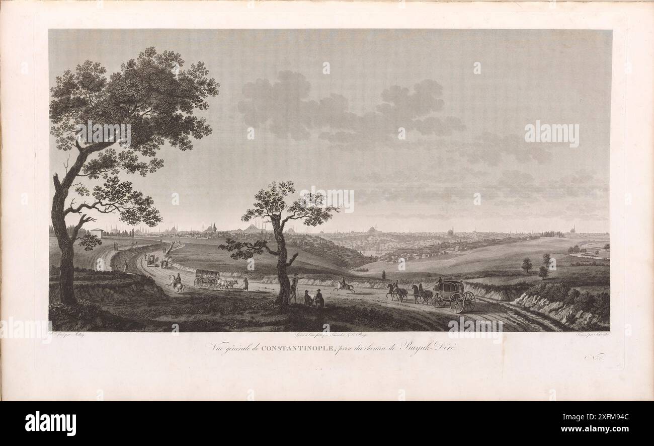 L'histoire de l'Empire ottoman. Vue générale de Constantinople, prise depuis le chemin de Büyükdere (Buyuk-Dere). Gravure française du XIXe siècle. Banque D'Images