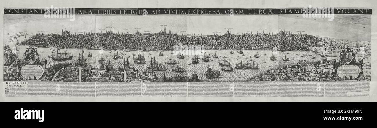 Empire ottoman. Carte médiévale tardive de Constantinople. La fin du XVIe siècle. Banque D'Images