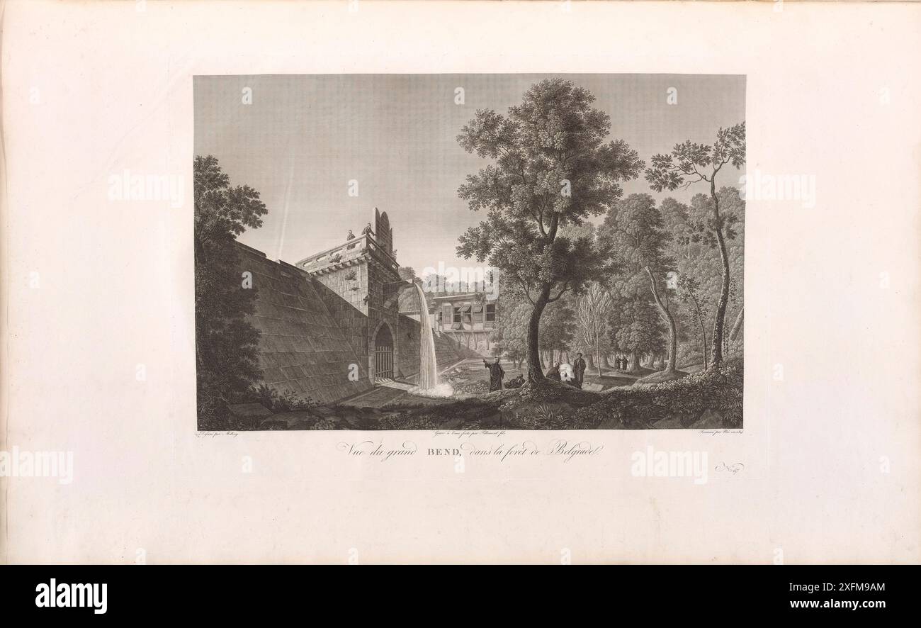 L'histoire de l'Empire ottoman. Vue sur les réservoirs d'eau, les grands coudes, dans la forêt de Belgrade. Gravure française du XIXe siècle. La forêt de Belgrad (turc : Belgrad Ormanı) est une forêt mixte de feuillus située à côté d'Istanbul, en Turquie. Il est nommé d'après le village à côté de la forêt, colonisé par des milliers de Serbes qui ont été déportés de la ville de Belgrade vers la capitale Constantinople en 1521, quand il est tombé aux mains des Ottomans. Géographiquement, la forêt est située au point le plus à l'est de la péninsule Thrace. Le terrain forestier est divisé entre les districts de Sarıyer et de Eyüp. SEV Banque D'Images