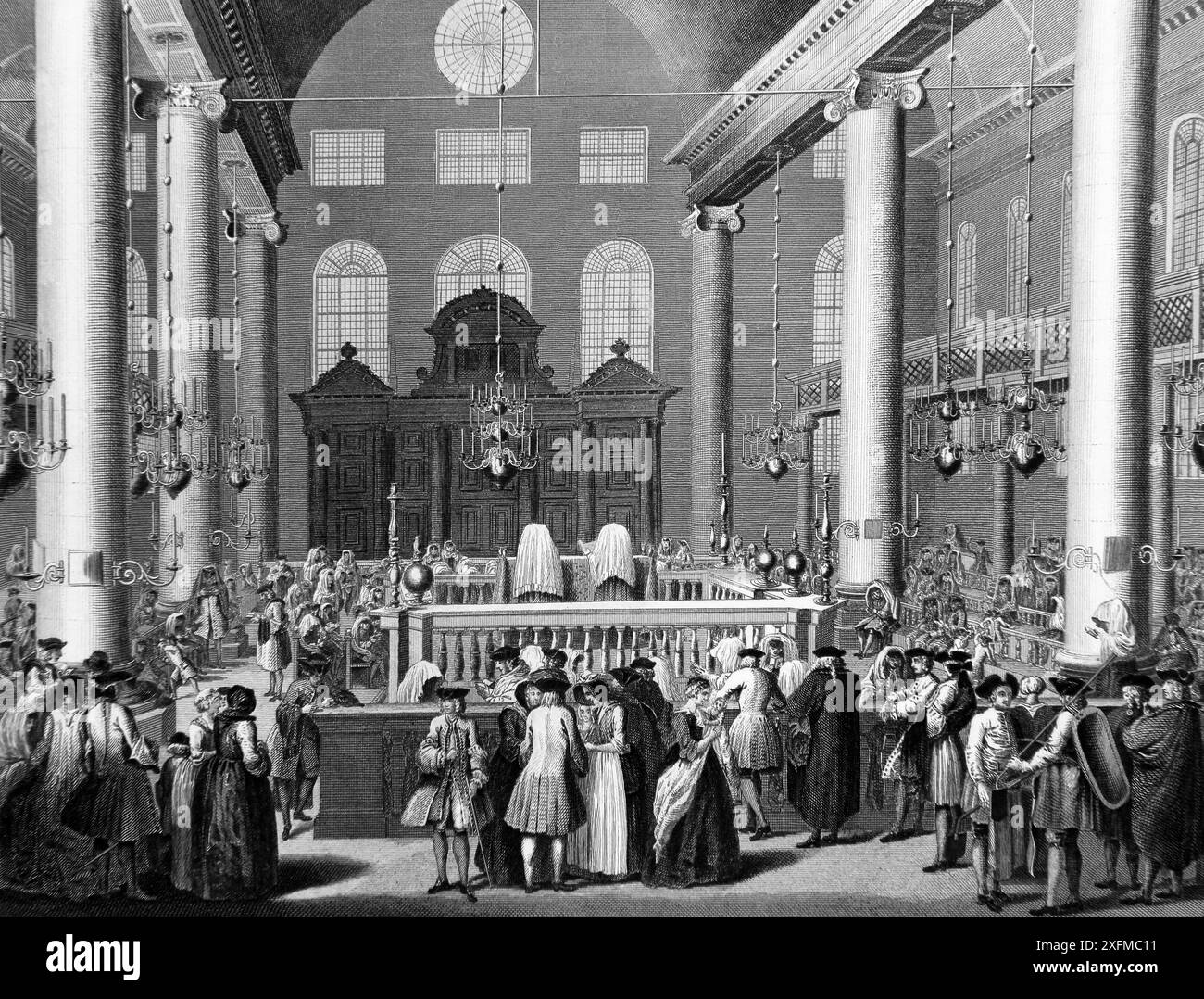 Gravure de la fête juive de Pourim ou lots une fête juive célébrant être sauvé de la persécution pendant l'Empire achéménide par la reine Esther Banque D'Images