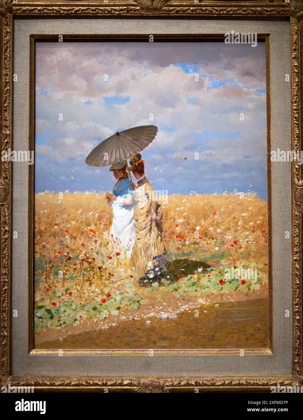 Giuseppe de Nittis (1846-1884), dans les blés, 1873, exposition au musée, Paris 1874 inventer l'impressionnisme, Musée d'Orsay, Paris, France. Banque D'Images