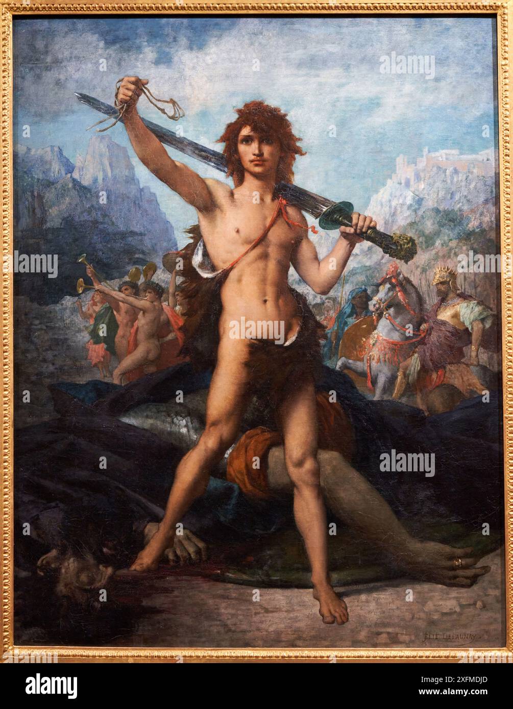 Jules Élie Delaunay (1828-1891), David Triomphant, 1874, exposition au musée, Paris 1874 inventer l'impressionnisme, Musée d'Orsay, Paris, France. Banque D'Images