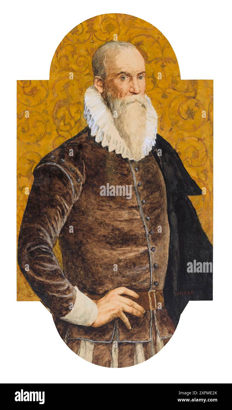 Portrait d'Ambroise Paré (1510-1590). Musée : COLLECTION PRIVÉE. Auteur : ALBERT ANKER. Banque D'Images