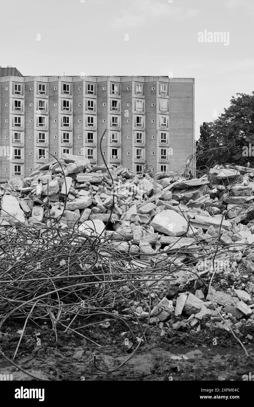 Démolition du Plejecenter Sølund, maison de retraite (2021) ; Copenhague, Danemark Banque D'Images