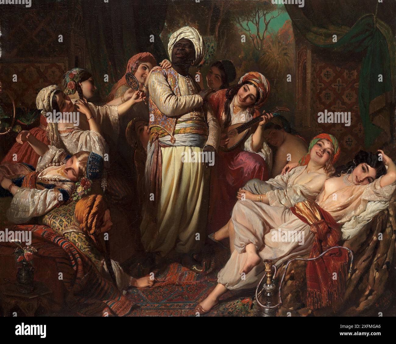 Un intérieur de harem. Musée : COLLECTION PRIVÉE. Auteur : Henry Guillaume Schlesinger. Banque D'Images