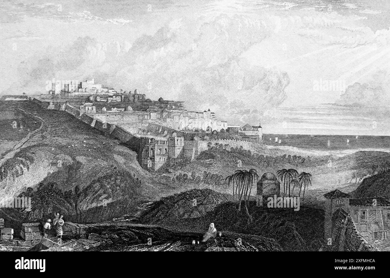 Gravure de Joppa (aujourd'hui Jaffa) Israël dans le Livre de Josué C'était la frontière territoriale de la tribu de Dan à partir du XIXe siècle l'Illustrat impérial Banque D'Images