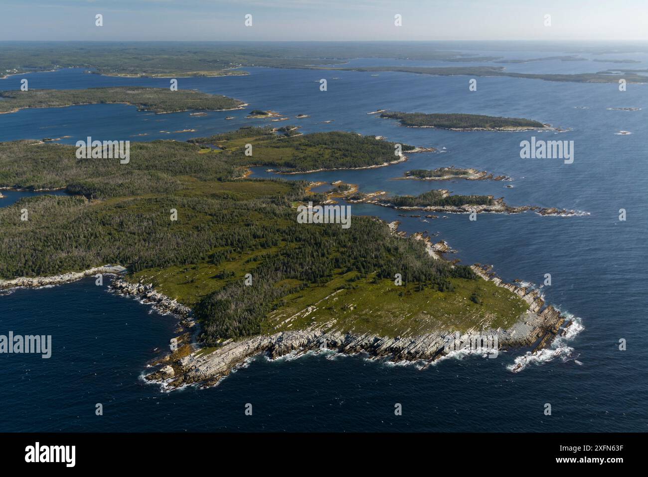Vue aérienne de la rive est de la Nouvelle-Écosse, Canada, septembre. Banque D'Images