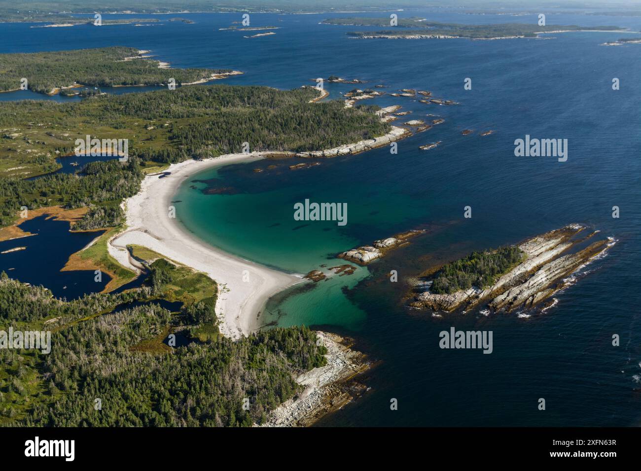 Vue aérienne de la rive est de la Nouvelle-Écosse, Canada, septembre. Banque D'Images