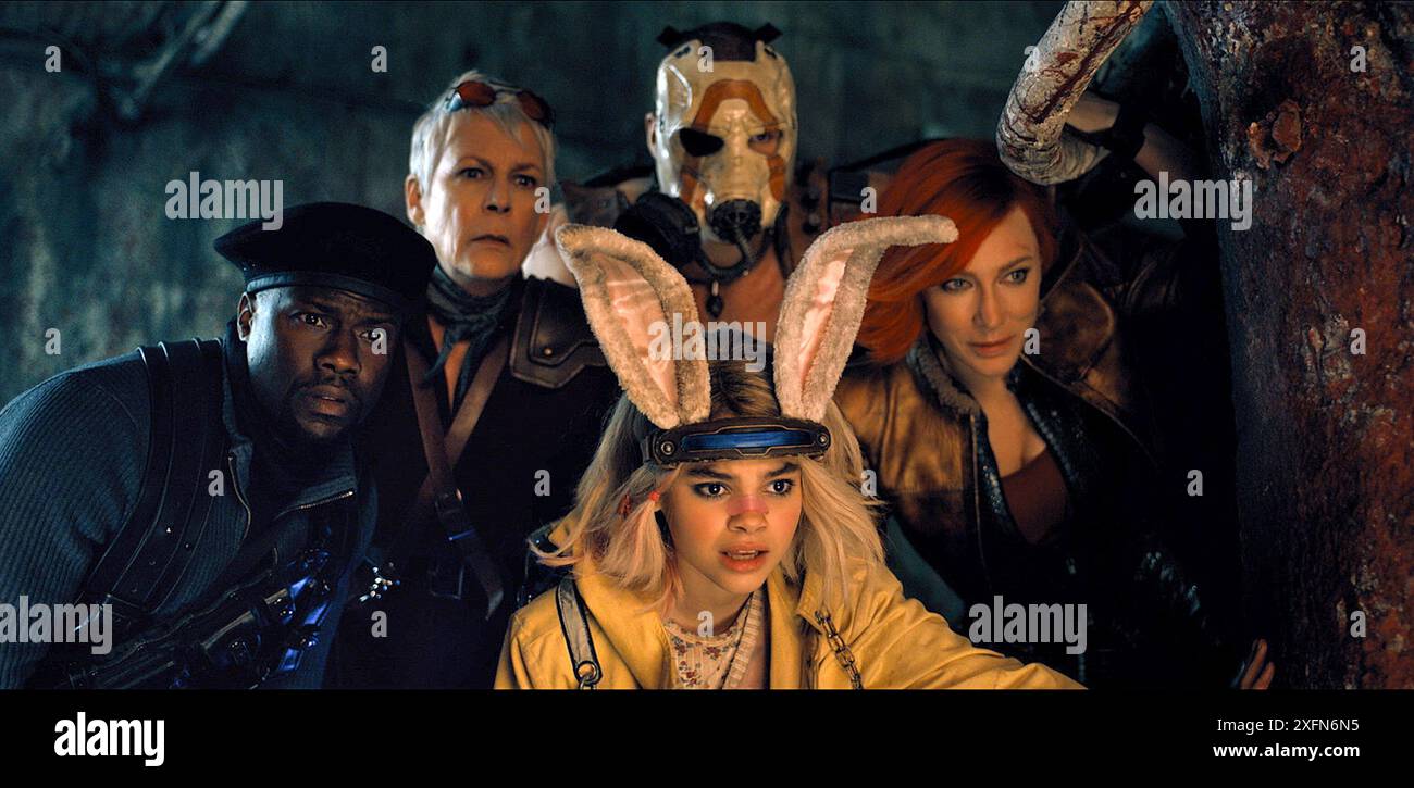 Borderlands Jamie Lee Curtis, Cate Blanchett, Jack Black, Kevin Hart, Ariana Greenblatt & Florian Munteanu Banque D'Images