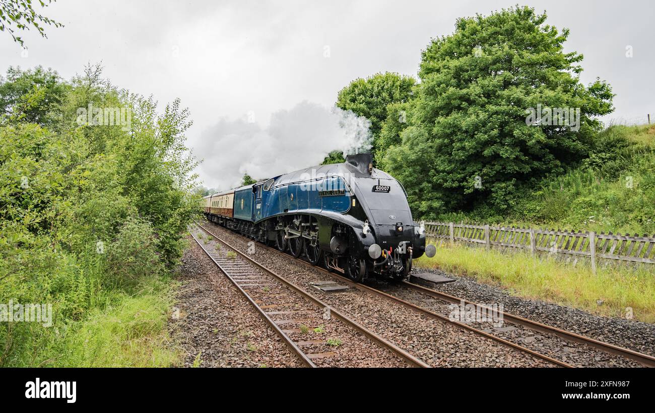 Locomotive à vapeur Sir Nigel Gresley, 60007, sur la ligne Settle & Carlisle 3 juillet 2024, Banque D'Images