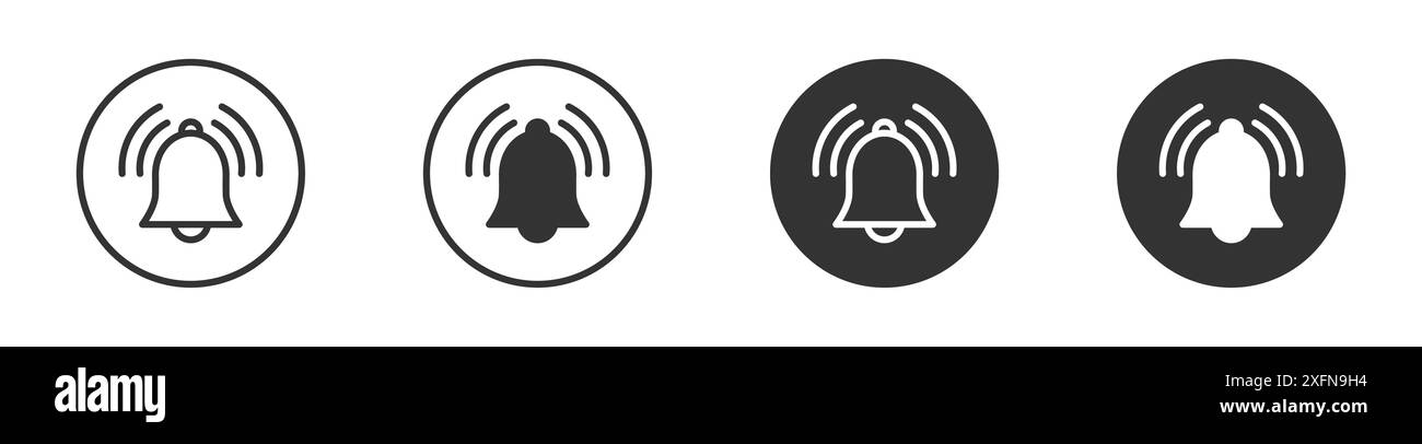 Icône de cloche définie. Symbole de notification. Icône d'alarme et de notification. Illustration vectorielle plate Illustration de Vecteur