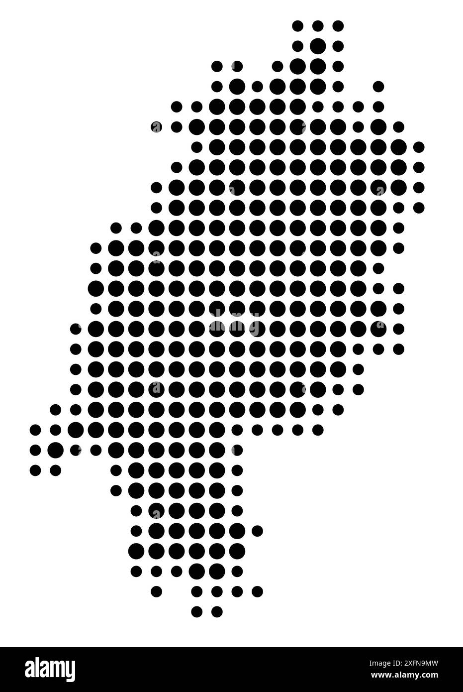 Symbole carte du Bundesland Hessen (Allemagne) montrant l'état/la province avec un motif de cercles noirs Illustration de Vecteur