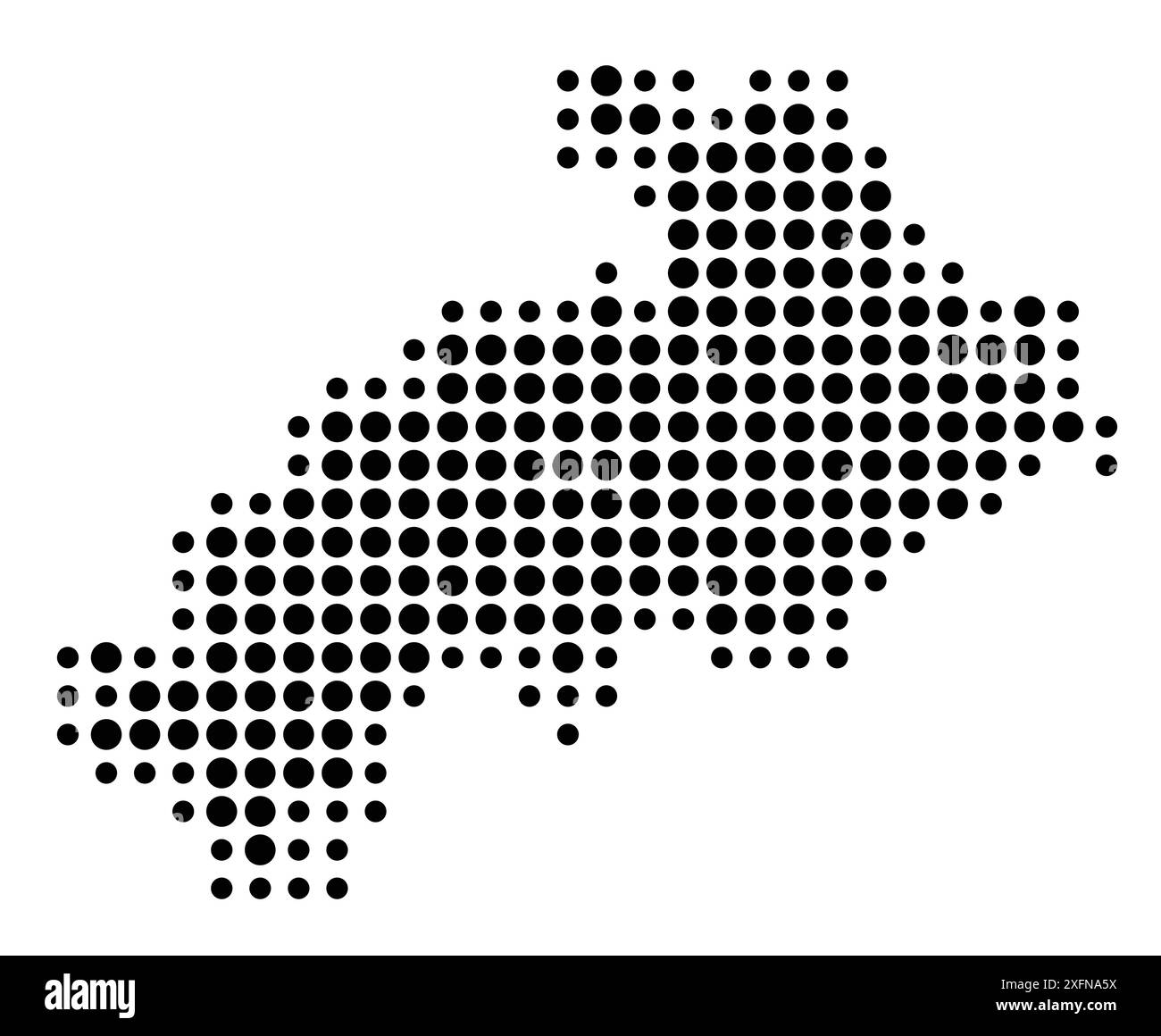 Symbole carte du département des Hautes-Alpes (France) montrant l'état/la province avec un motif de cercles noirs Illustration de Vecteur