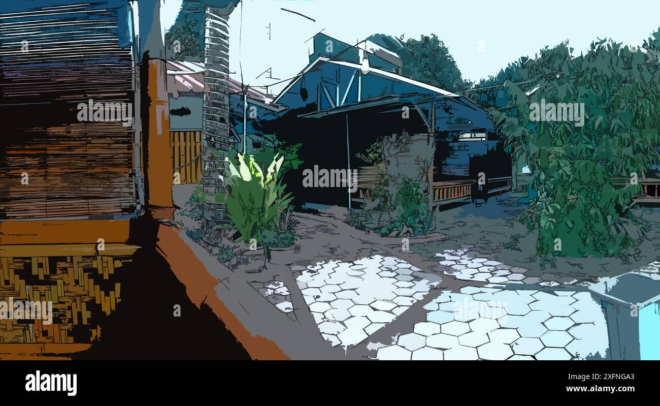 Illustration du gazebo comme concept de restaurant traditionnel en Indonésie. Illustration de Vecteur