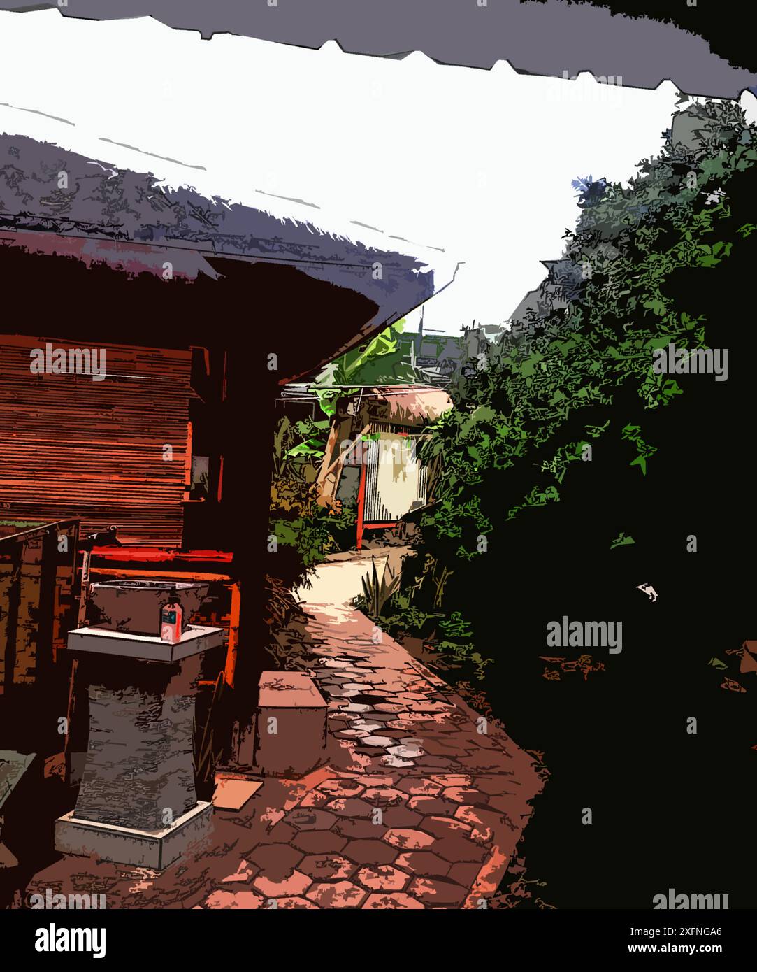 Illustration du gazebo comme concept de restaurant traditionnel en Indonésie. Illustration de Vecteur