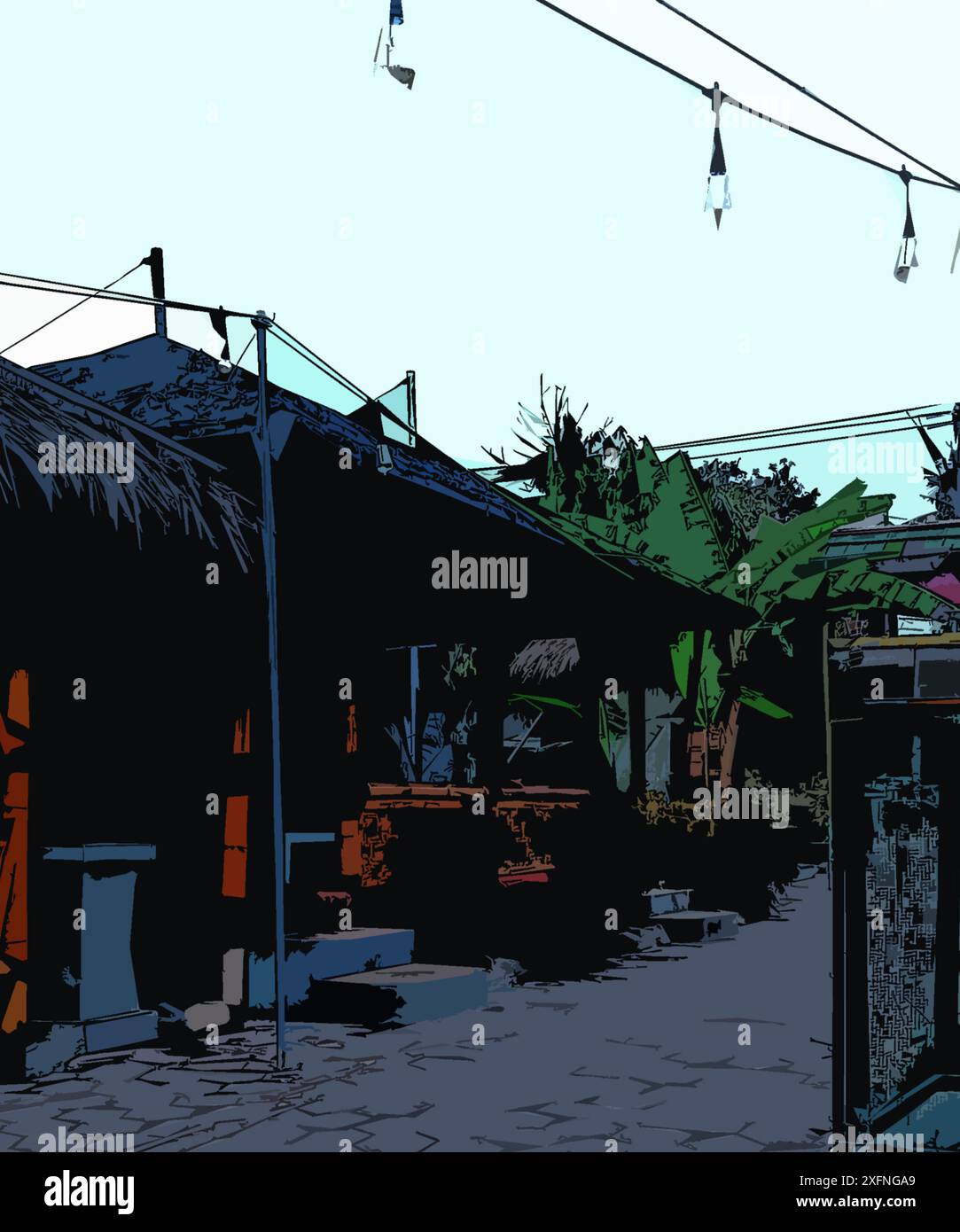 Illustration du gazebo comme concept de restaurant traditionnel en Indonésie. Illustration de Vecteur