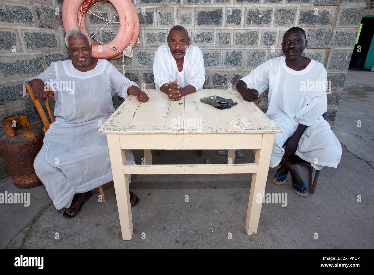 Gardiens de phare, récif de Sanganeb, Soudan, mer Rouge Banque D'Images