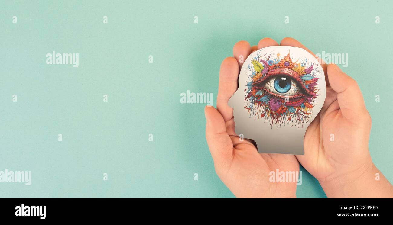 Esprit spirituel avec troisième œil, sens de fréquence surnaturels, glande pinéale, méditation et guérison, créativité et innovation Banque D'Images