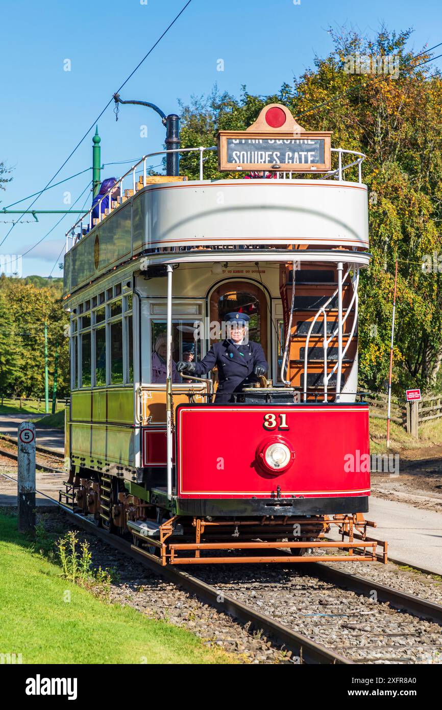 2 octobre 2019. Europe, Royaume-Uni, Angleterre, Comté de Durham, Stanley. Beamish. Beamish Open-air, musée pittoresque. Trolley et tramways. Utilisation éditoriale Banque D'Images
