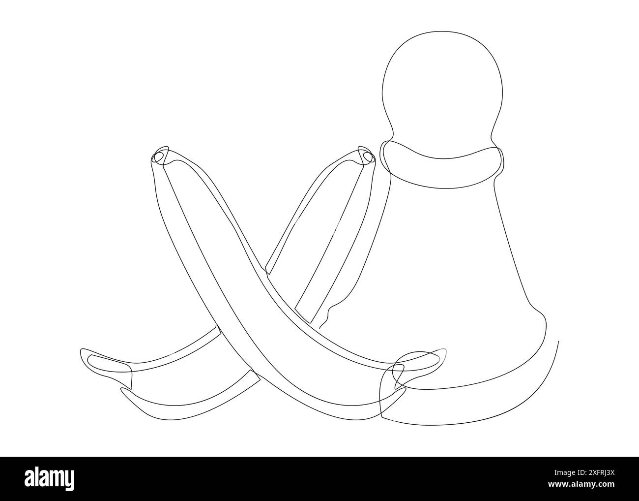 Une ligne continue de pion, pièce d'échecs avec Banana. Concept vectoriel d'illustration de ligne mince. Contour Drawing idées créatives. Illustration de Vecteur
