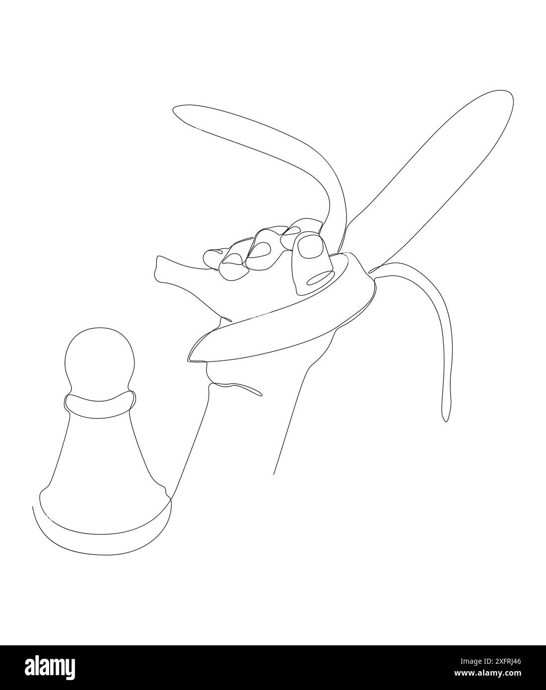 Une ligne continue de pion, pièce d'échecs avec Banana. Concept vectoriel d'illustration de ligne mince. Contour Drawing idées créatives. Illustration de Vecteur