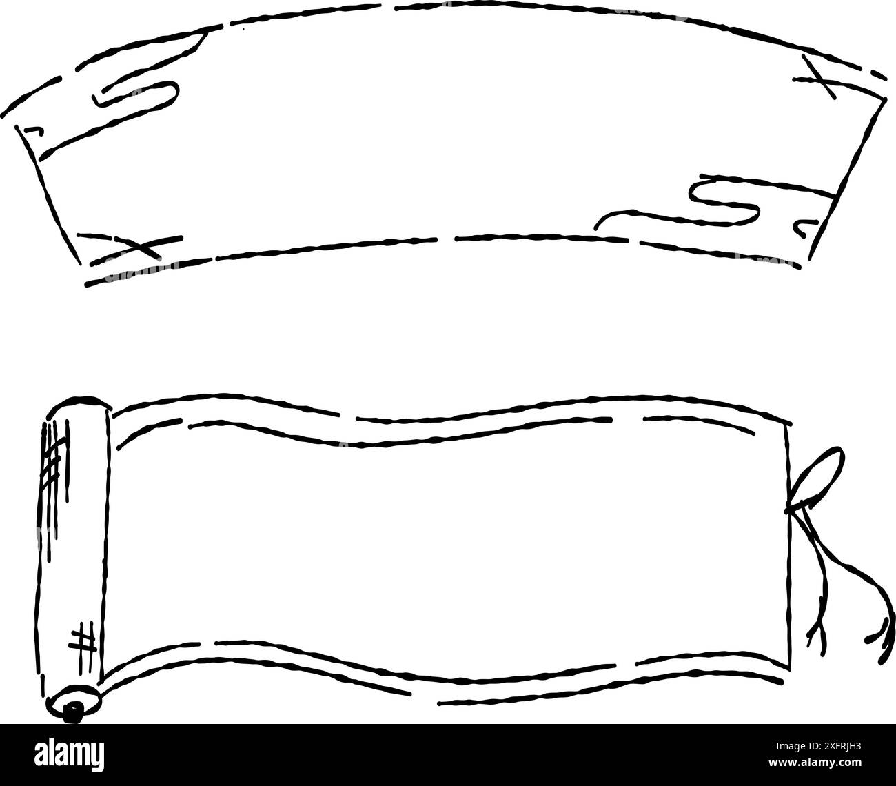 Dessin au trait illustration du cadre du motif de somme et du défilement. Illustration de Vecteur