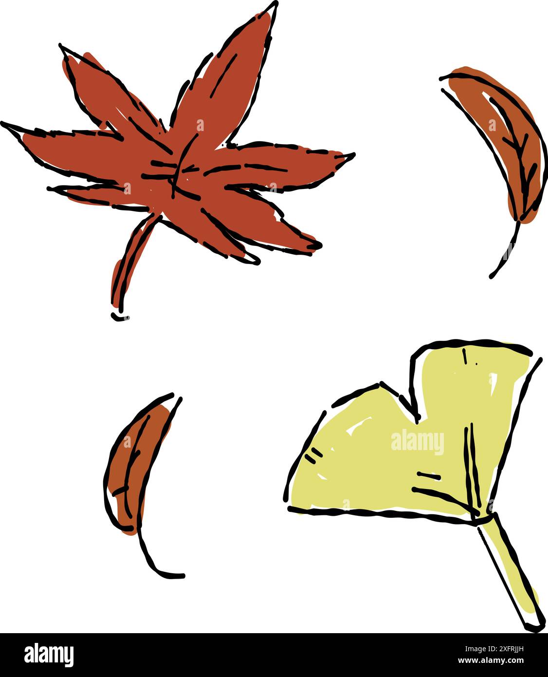 Illustration de dessin à main levée de feuilles colorées. Illustration de Vecteur