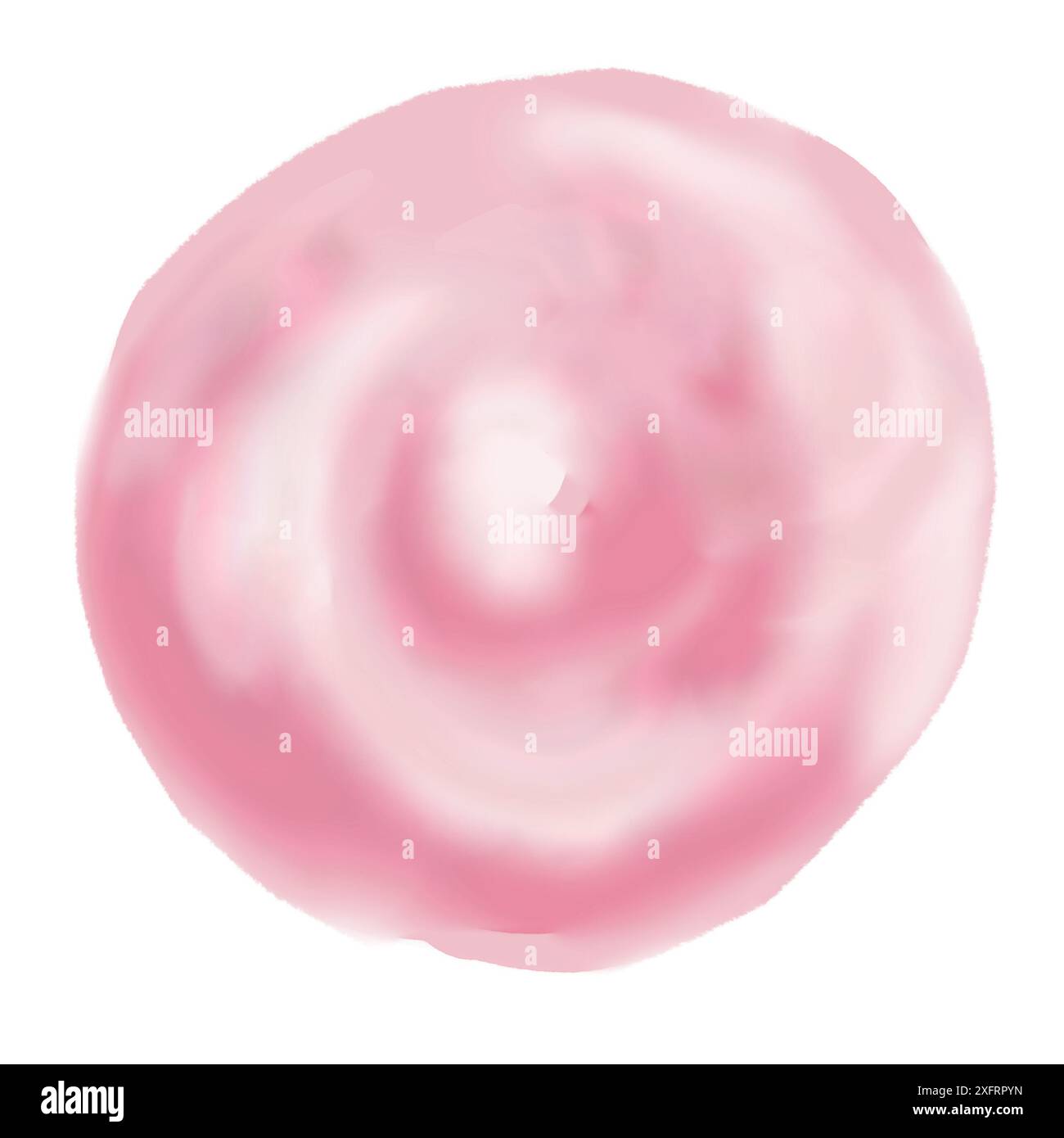 Boule rose de crème glacée. Vous pouvez voir les couches de crème glacée. Forme ronde. Illustration aquarelle. Banque D'Images