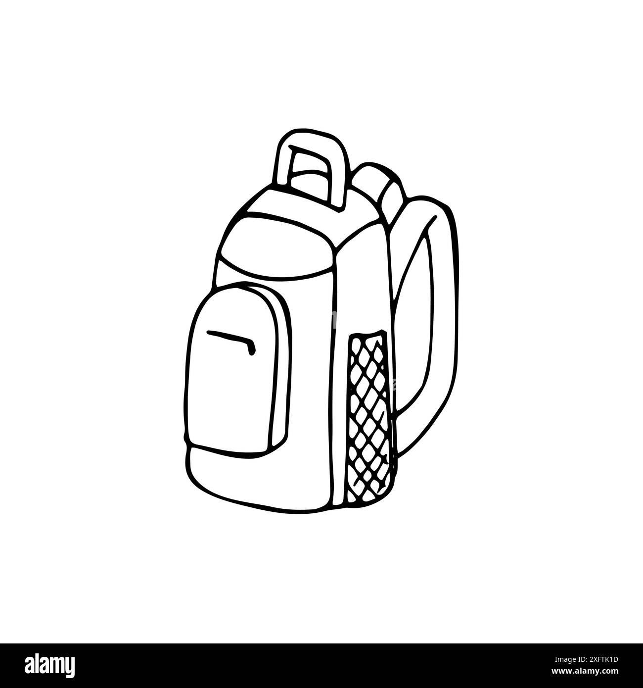 Sac à dos de randonnée. Voyage, sac à dos de camping. Pack de touristes. Illustration dessinée à la main isolée sur fond blanc. Illustration de Vecteur