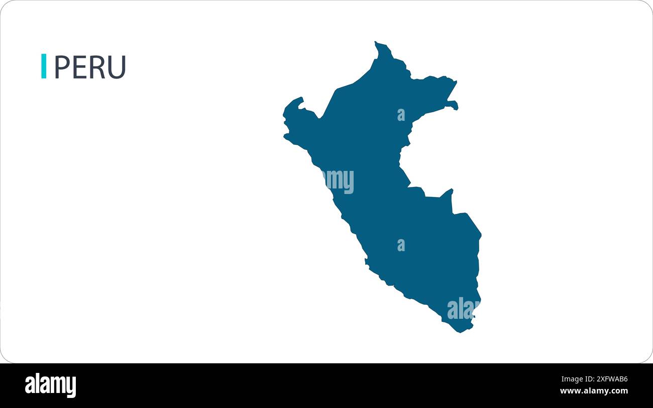 MAP of PERU, carte de l'Amérique du Sud, région de l'Amérique du Sud, montrant ses états et villes, avec le nom, carte du monde, Illustration de Vecteur