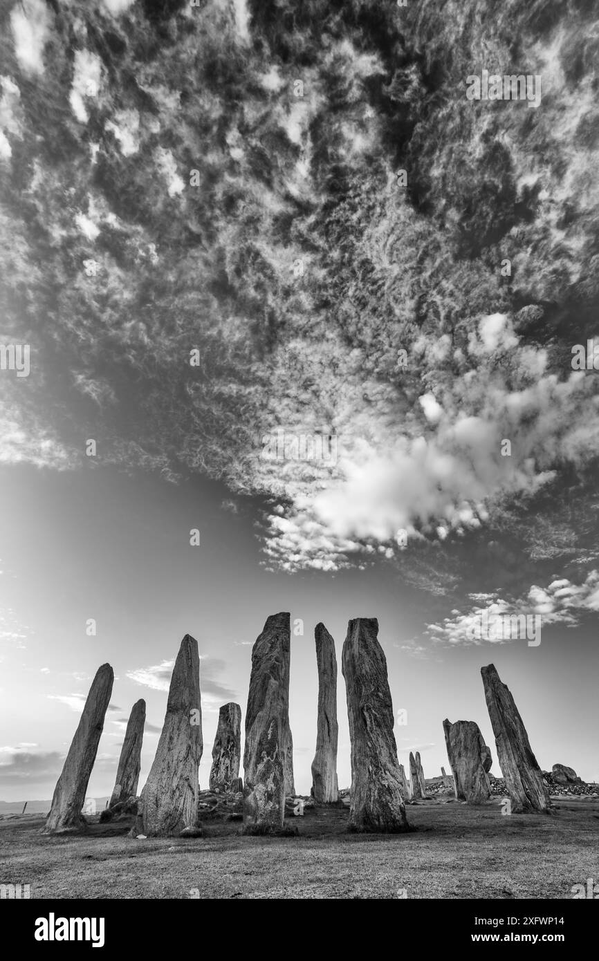 Callanish Standing Stones, île de Lewis, Hébrides extérieures, Écosse, Royaume-Uni. Mars 2014. Banque D'Images