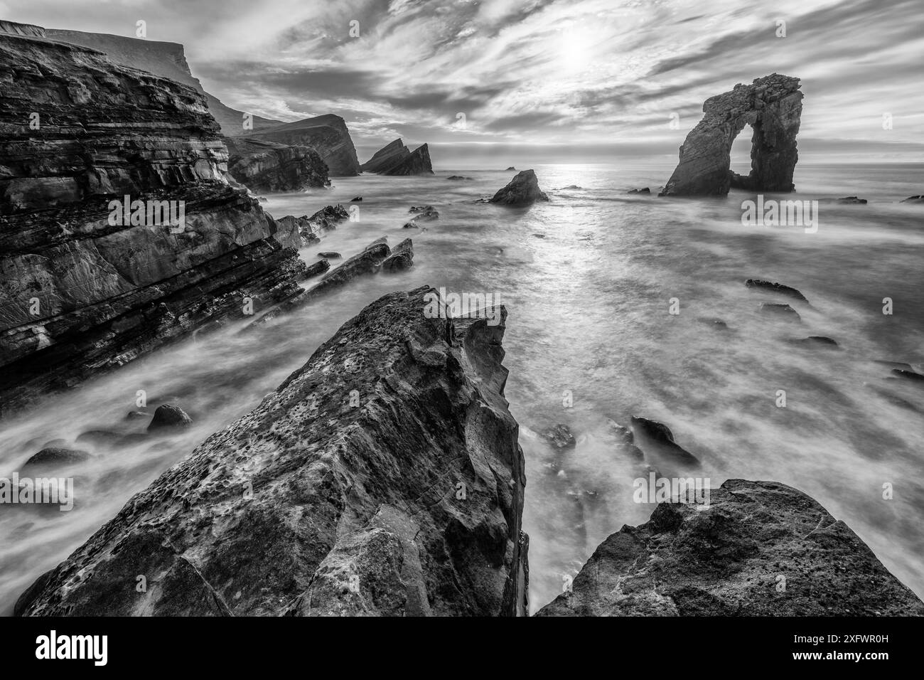 Gaada Stack, Foula, Shetland, Écosse, Royaume-Uni. Août 2016. Banque D'Images