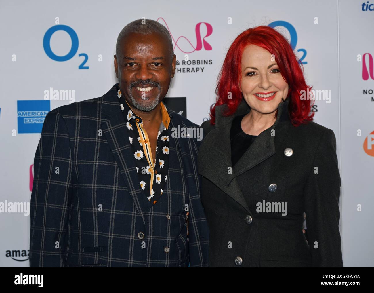 LONDRES, ROYAUME-UNI. 5 juillet 2024. David et Carrie Grant assistent aux Nordoff et Robbins O2 Silver clefs Awards 2024, un événement annuel prestigieux organisé par la plus grande association caritative de musicothérapie du Royaume-Uni, Nordoff et Robbins, au JW Marriott Grosvenor House, à Londres, au Royaume-Uni. Crédit : Voir Li/Picture Capital/Alamy Live News Banque D'Images