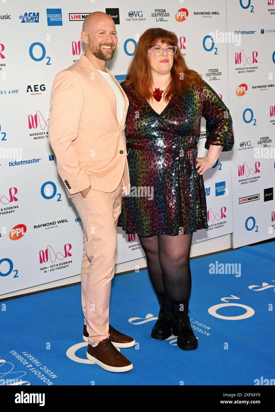LONDRES, ROYAUME-UNI. 5 juillet 2024. Jenny Ryan, Thomas Wolski assiste aux Nordoff et Robbins O2 Silver clefs Awards 2024, un événement annuel prestigieux organisé par la plus grande association caritative de musicothérapie du Royaume-Uni Nordoff et Robbins au JW Marriott Grosvenor House, Londres, Royaume-Uni. Crédit : Voir Li/Picture Capital/Alamy Live News Banque D'Images
