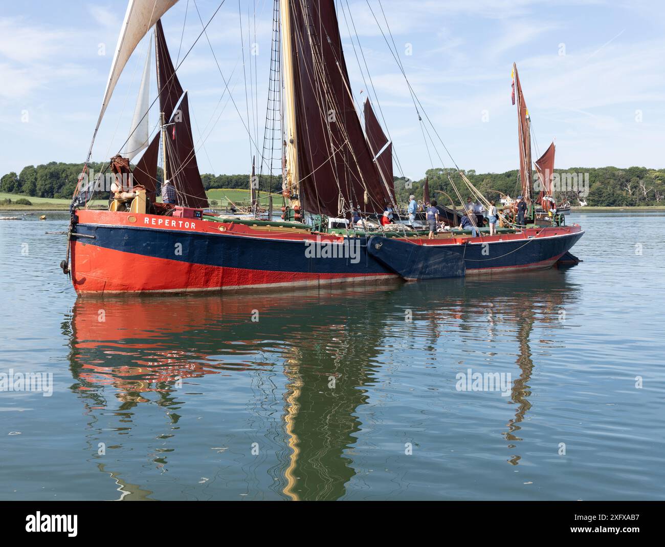 Barge à voile Repertor Thames sur la rivière Orwell Suffolk Angleterre Banque D'Images