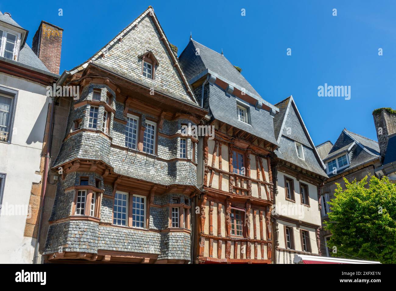 Vieilles maisons médiévales à colombages à Lannion, Côtes-d'Armor, Bretagne, France Banque D'Images