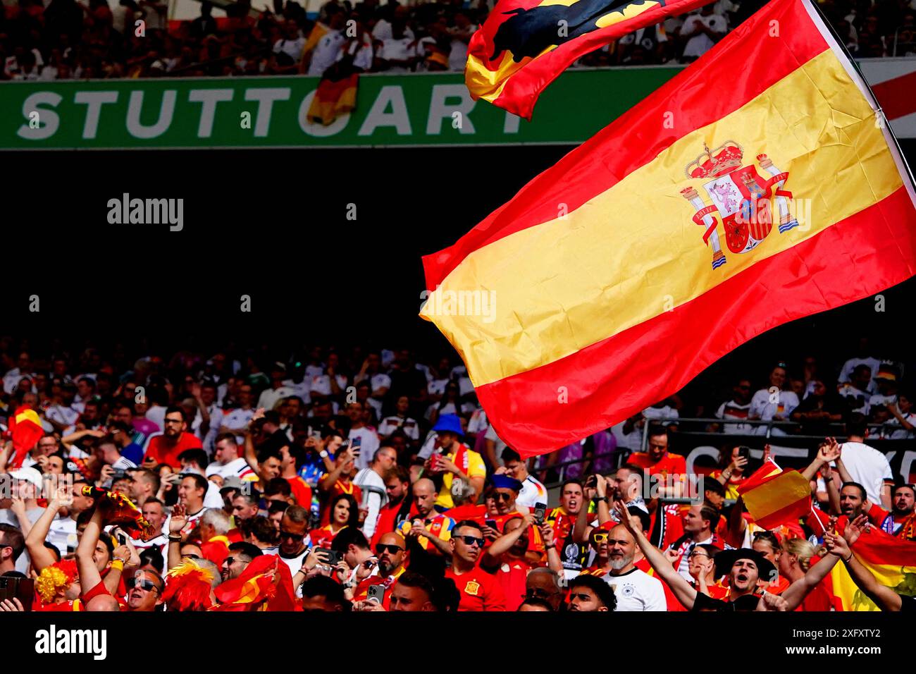 Stuttgart, Allemagne. 05 juillet, 2024.les supporters espagnols lors du match de football Euro 2024 entre l'Espagne et l'Allemagne à la Stuttgart Arena, Stuttgart, Allemagne - vendredi 05 juillet 2024. Sport - Soccer . (Photo de Spada/LaPresse) crédit : LaPresse/Alamy Live News Banque D'Images