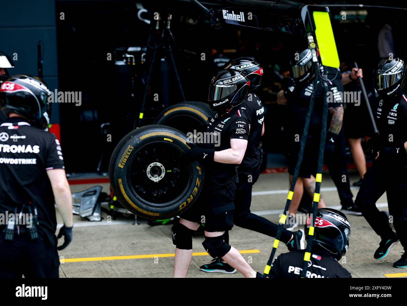 Silverstone, Grande-Bretagne. 5 juillet 2024. Mercedes-AMG Petronas F1 Team, Grand Prix F1 de Grande-Bretagne sur le circuit de Silverstone le 5 juillet 2024 à Silverstone, Grande-Bretagne. (Photo de HOCH Zwei) crédit : dpa/Alamy Live News Banque D'Images