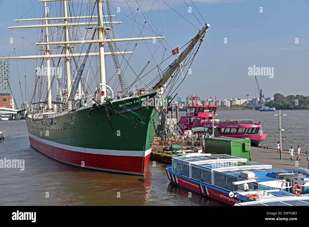 Europe, Allemagne, ville hanséatique de Hambourg, port, Elbe, barque à trois mâts, construit en 1896, Banque D'Images