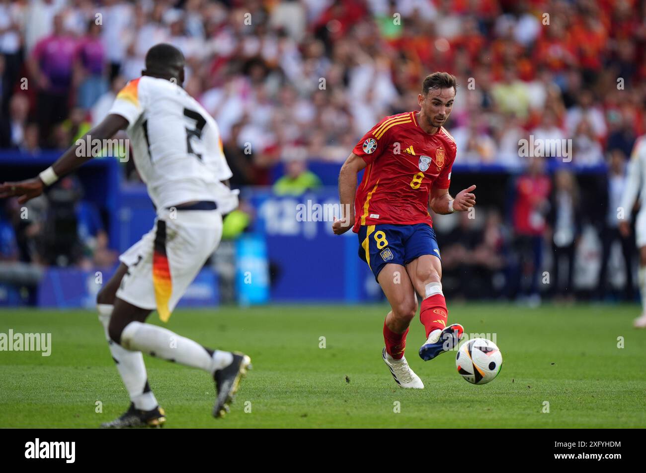 L’Espagnol Fabian Ruiz en action lors de l’UEFA Euro 2024, quart de finale à la Stuttgart Arena de Stuttgart, Allemagne. Date de la photo : vendredi 5 juillet 2024. Banque D'Images