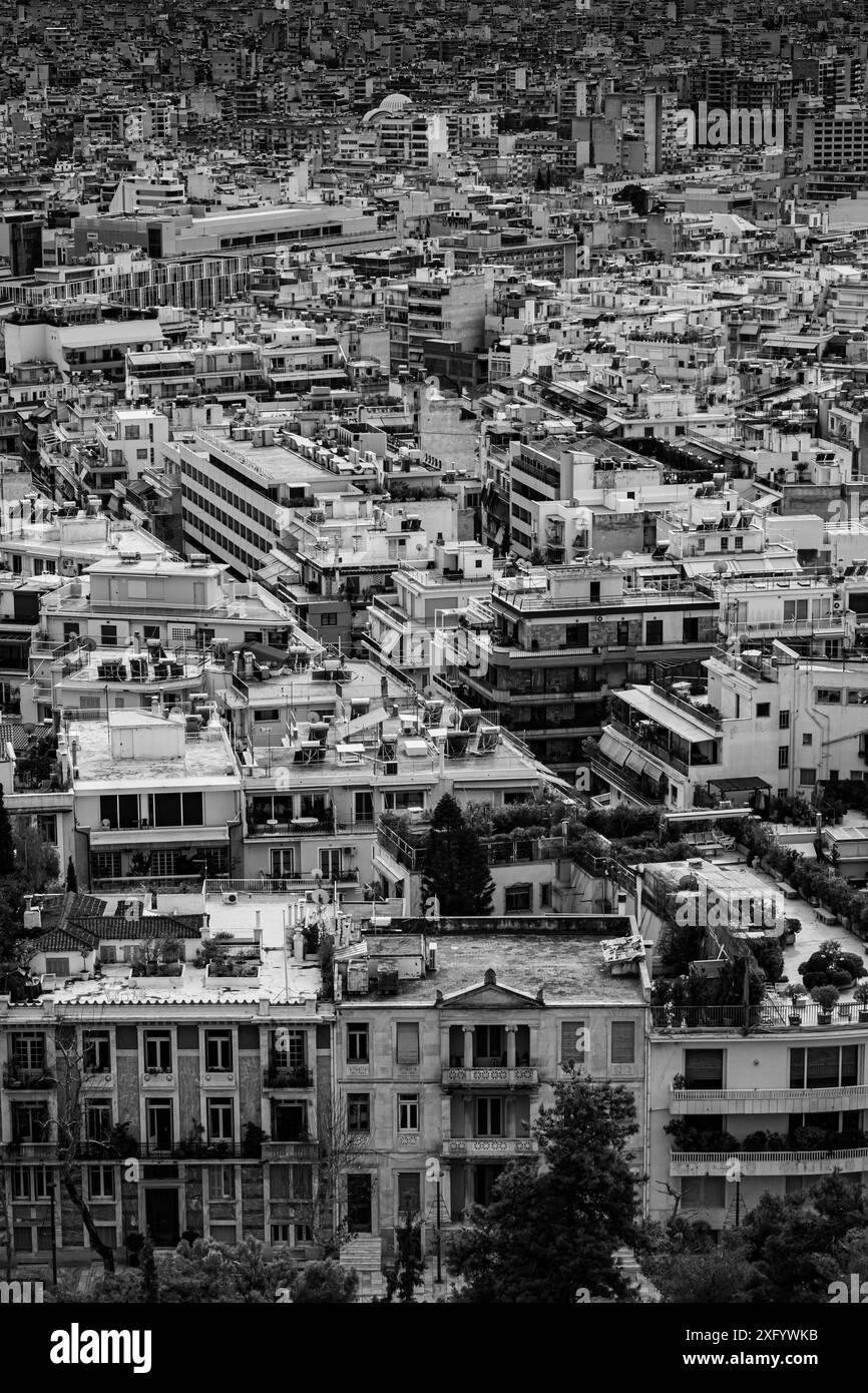 Athènes Attique Grèce. Belle capitale. Vue de dessus. Banque D'Images