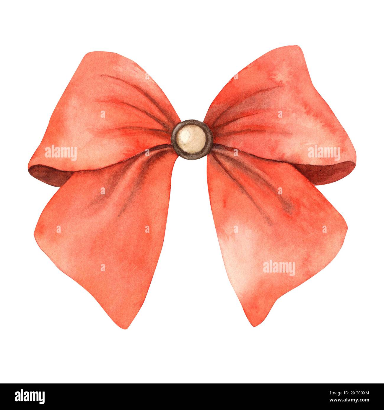 Noeud rouge en soie avec accessoire vintage. Illustration aquarelle isolée dans le style vintage. Dessins dessinés à la main pour les cartes, diverses vacances de Noël, inv Banque D'Images