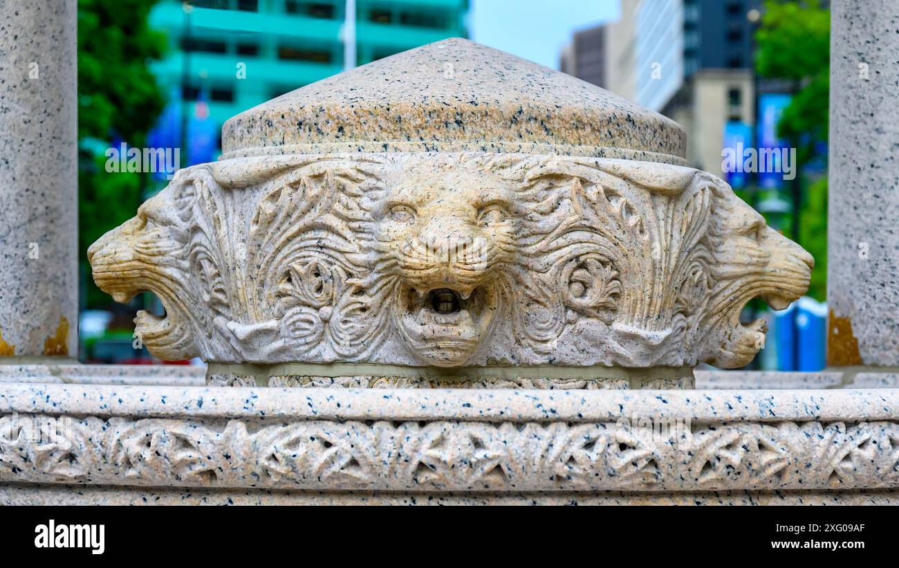 Détail de la fontaine Bagley Memorial, Detroit, USA Banque D'Images