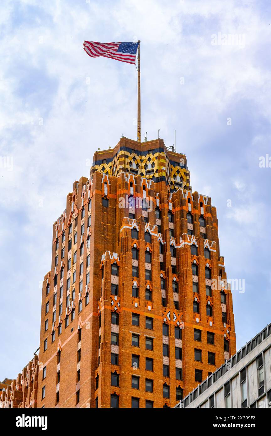 Architecture extérieure du Guardian Building, Detroit, États-Unis Banque D'Images