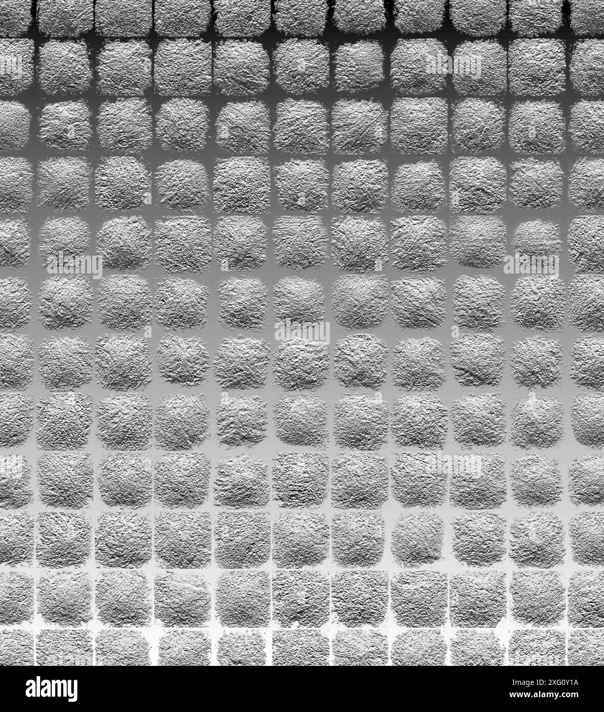Image abstraite monochrome avec des cubes géométriques répétitifs disposés selon un motif linéaire créant une surface grise texturée Banque D'Images
